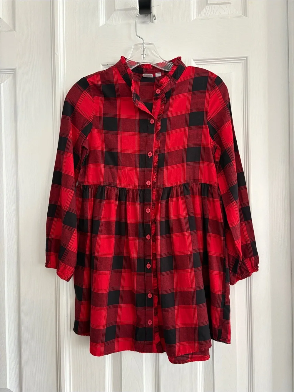 Gap Kids Red and Black Buffalo Plaid holiday dress NWT Girls Size Large 10-12